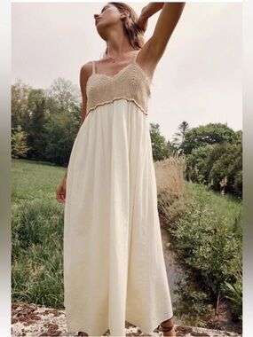New! Zara XL cream contrast crochet Dress.